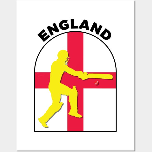 England Cricket Batsman England Flag Wall Art by DPattonPD